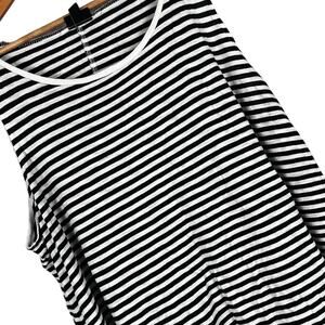 TORRID Women's 1X Black White Striped Classic Fit Heritage‎ Slub Crew Neck Tank